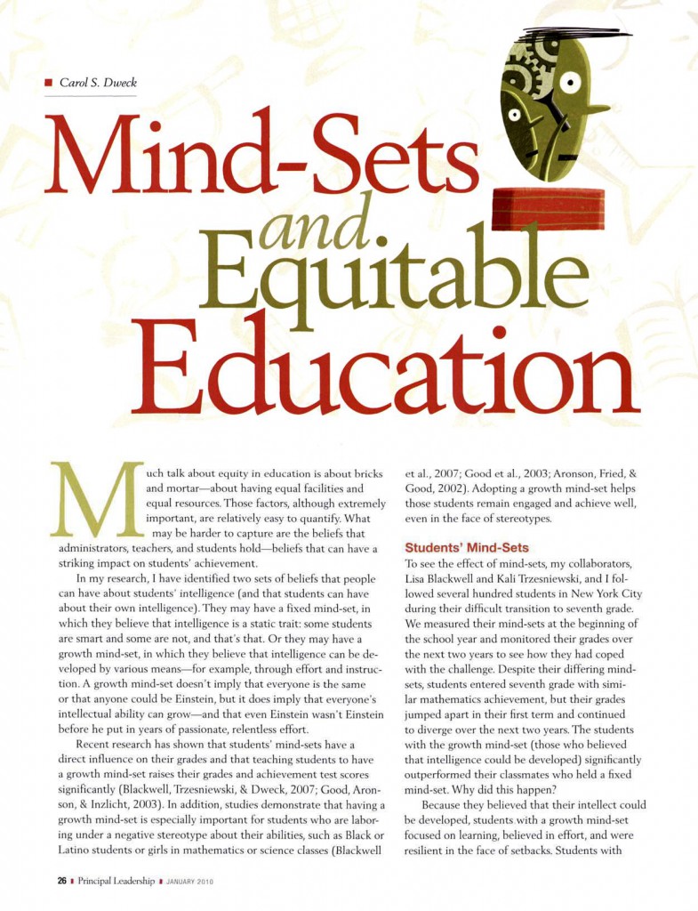 mindsets and equitable education report cover page