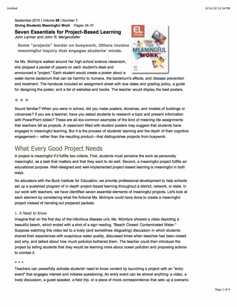 Seven Essentials for Project-Based Learning - Inflexion