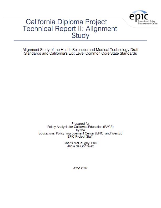 Alignment Study of the Health Sciences and Medical Technology Draft Standards and California’s Exit Level Common Core State Standards.

This alignment study examines two dimensions of alignment, looking at both content and cognitive complexity.