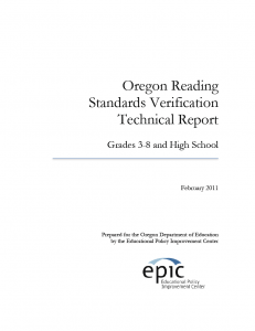 Oregon Reading Standards Verification Technical Report Cover Page
