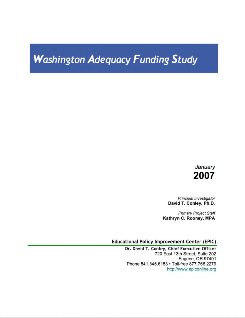 Washington Adequacy Funding Study Report Cover