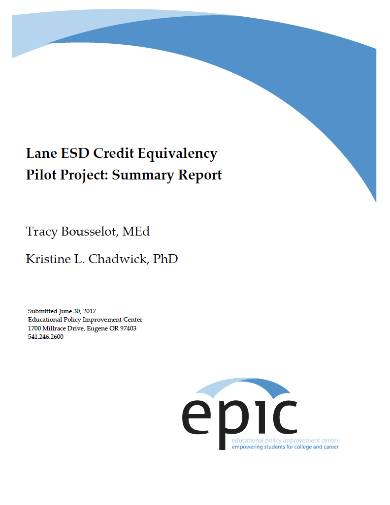 Lane ESD Credit Equivalency Pilot Project Summary Report Inflexion