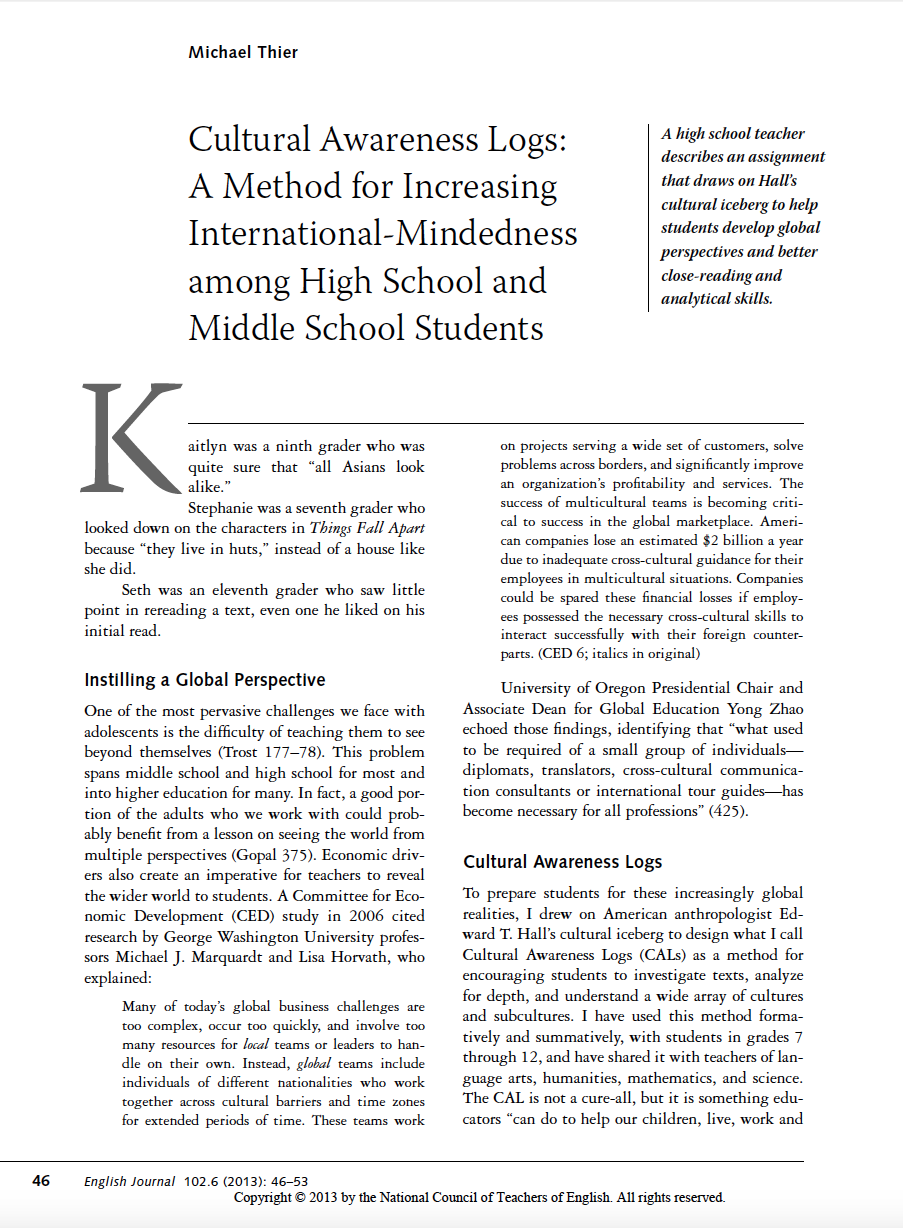 Cultural Awareness Logs: A Method for Increasing International ...