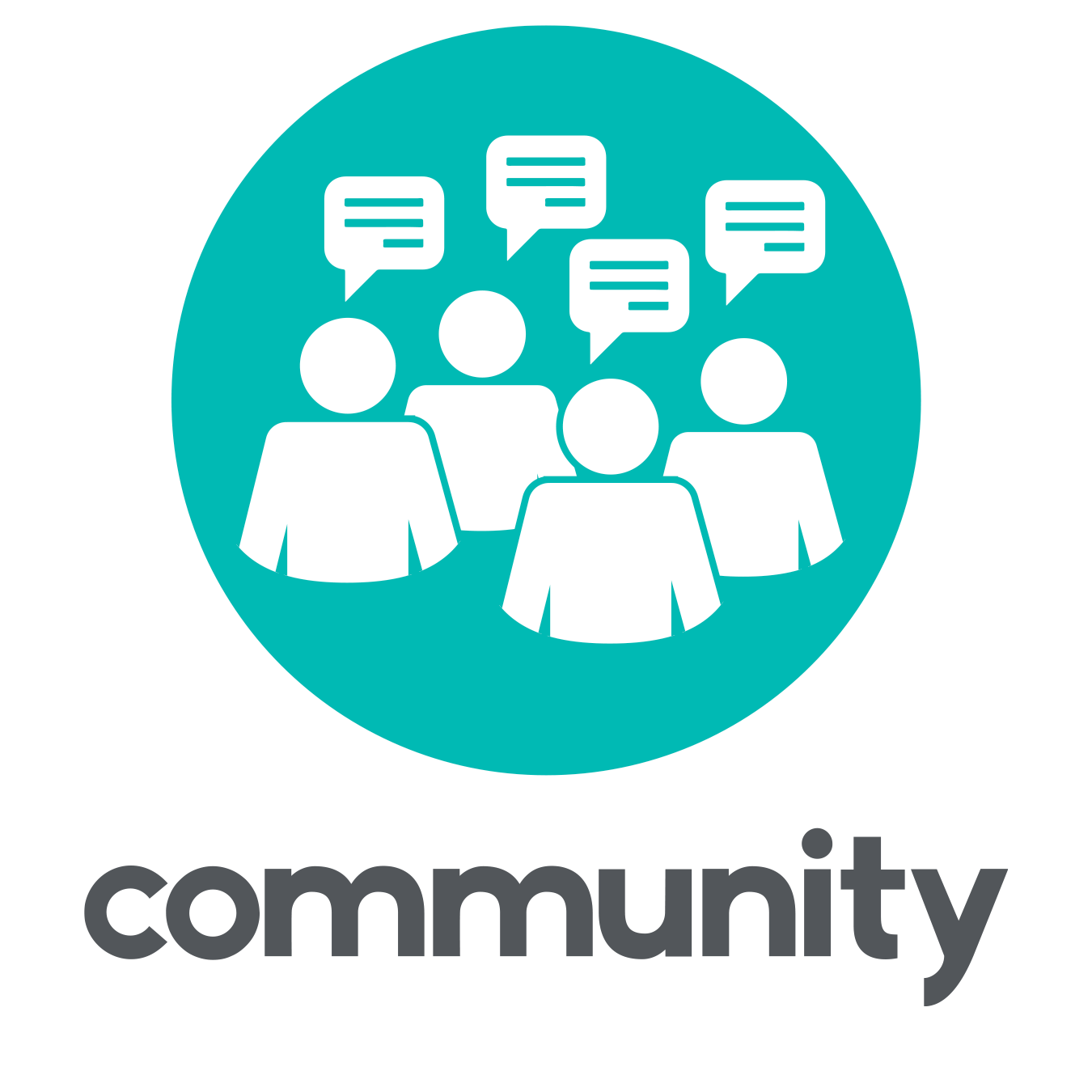 Community (four figures with speech bubbles)